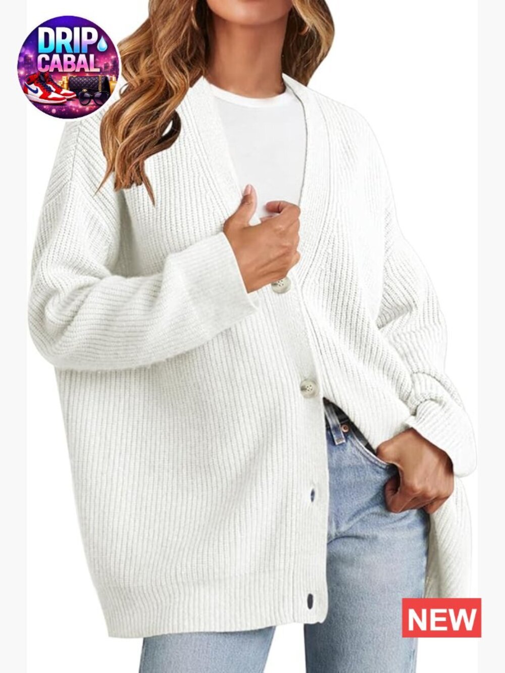 Women's Oversized Cardigan Sweater Open Front Button V Neck Loose Knit Outwear